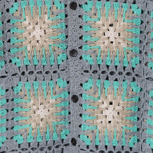 Pendleton - CROCHET POLO BUTTON KNIT - TEAL/GREIGE -  - Alternative View 1
