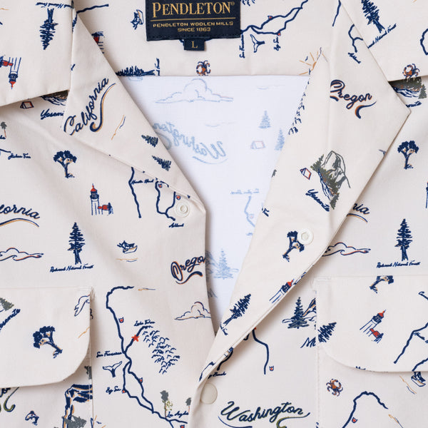 OPEN COLLAR SHIRT JACKET - BATIK FLORAL ECRU