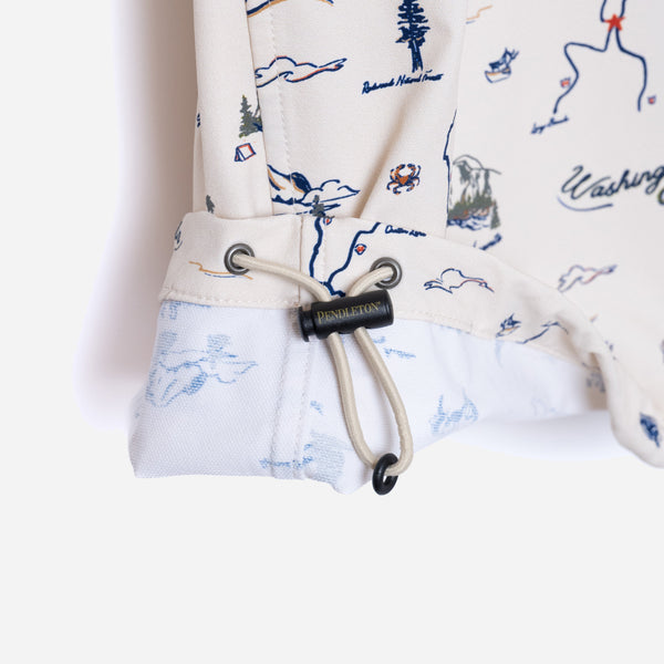 OPEN COLLAR SHIRT JACKET - BATIK FLORAL ECRU