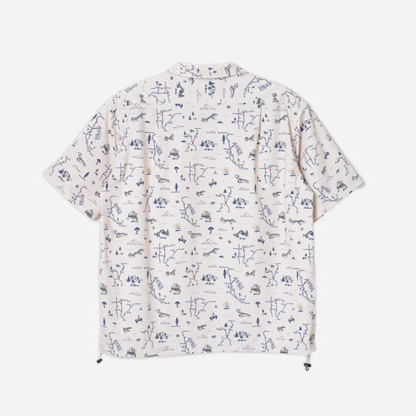 OPEN COLLAR SHIRT JACKET - BATIK FLORAL ECRU