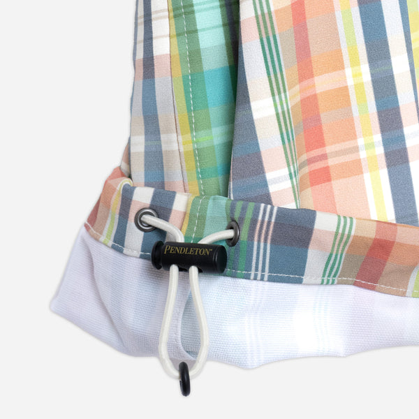 OPEN COLLAR SHIRT JACKET - GREEN/IVORY MADRAS