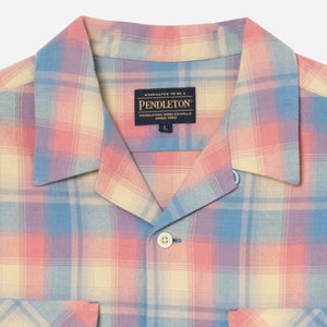 Pendleton - OPEN COLLAR PLAID SHIRT - CORAL/SAX -  - Alternative View 1