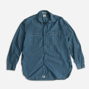 Orslow - VINTAGE CHAMBRAY WORK SHIRT - INDIGO BLUE -  - Main Front View