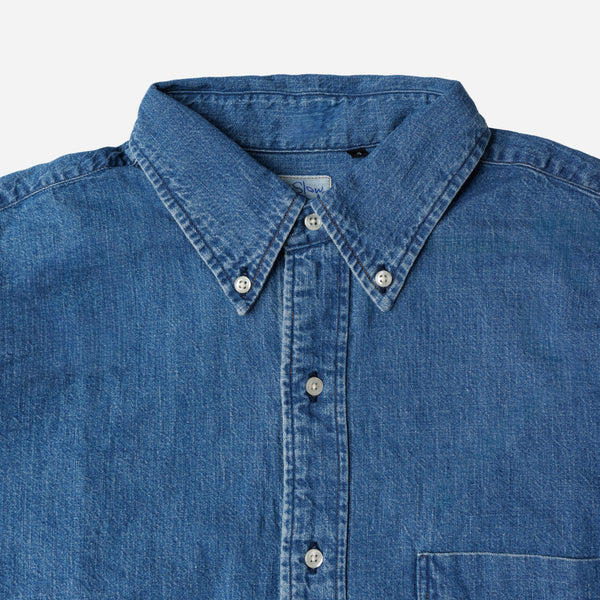 Orslow Standard Button Down Shirt - Denim Used
