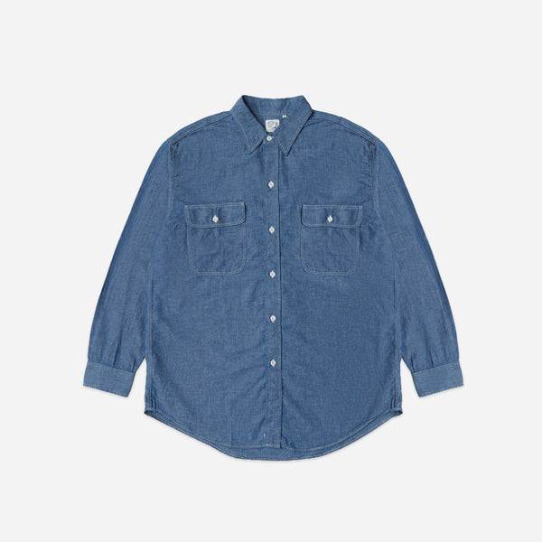 Orslow Chambray Work Shirt With Flap Pocket