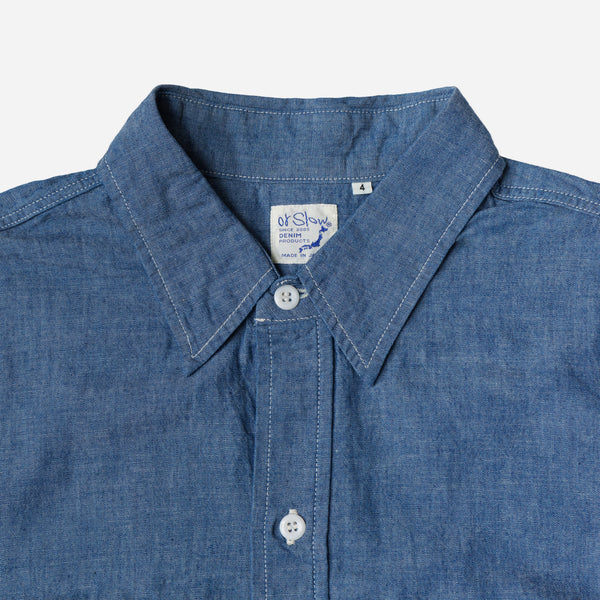 Orslow Chambray Work Shirt With Flap Pocket