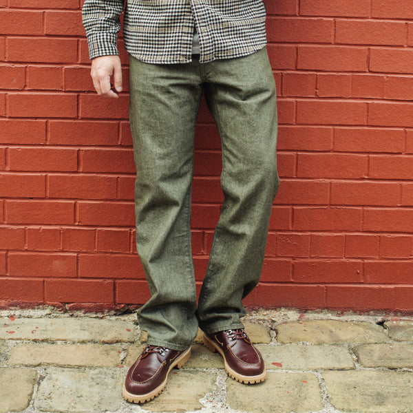 VINTAGE STRAIGHT FIT DENIM JEANS - OLIVE RINSE