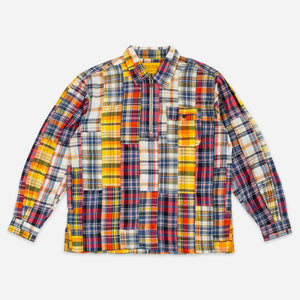 Original Madras Trading Company - HALF ZIP PATCHWORK SHIRT - MULTI CHECK -  - Main Front View