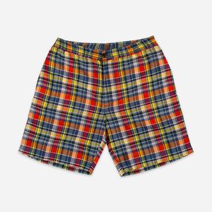 Original Madras Trading Company - LAX CHECK MADRAS SHORTS - RED/YELLOW-NAVY -  - Main Front View