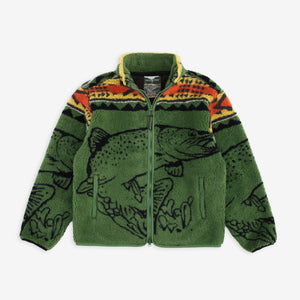 Pendleton - Pendleton Jacquard Sherpa Fleece - Salmon Falls Olive -  - Main Front View