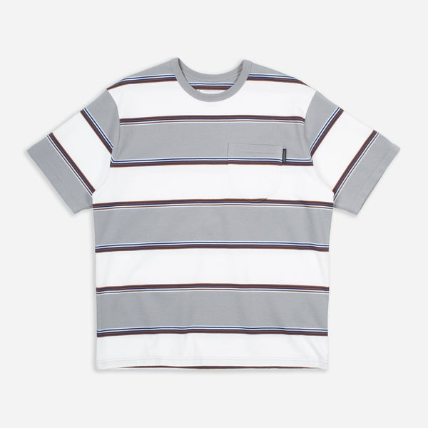 HEAVYWEIGHT STRIPED T-SHIRT - WHITE/GREY