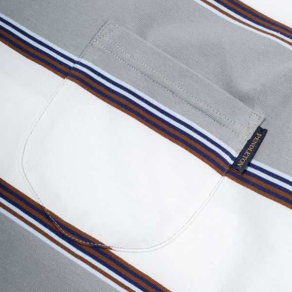 HEAVYWEIGHT STRIPED T-SHIRT - WHITE/GREY