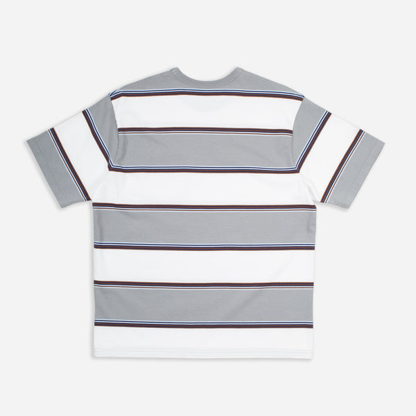 HEAVYWEIGHT STRIPED T-SHIRT - WHITE/GREY