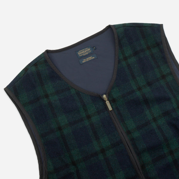 DUFFEL WOOL ZIP VEST - BLACK WATCH