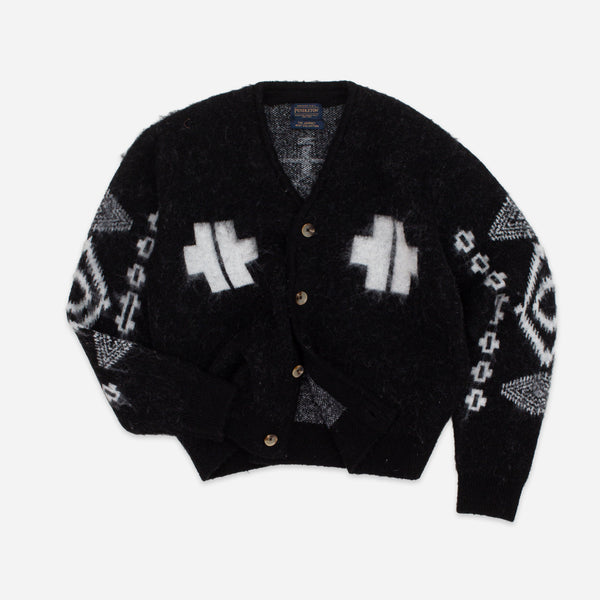 MOHAIR RELAXED SHAGGY CARDIGAN - LOS OJOS BLACK