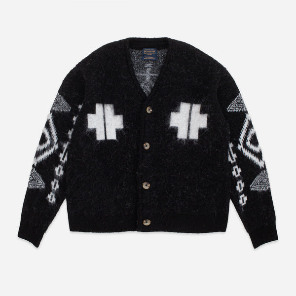 MOHAIR RELAXED SHAGGY CARDIGAN - LOS OJOS BLACK