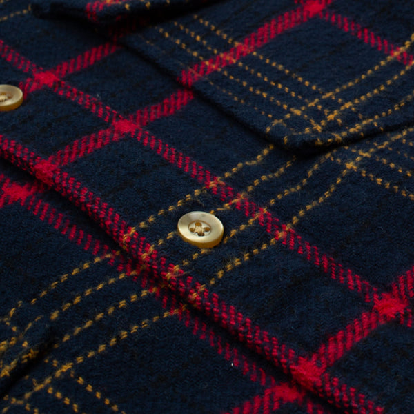 BIG POCKET CHECK SHIRT - NAVY/RED
