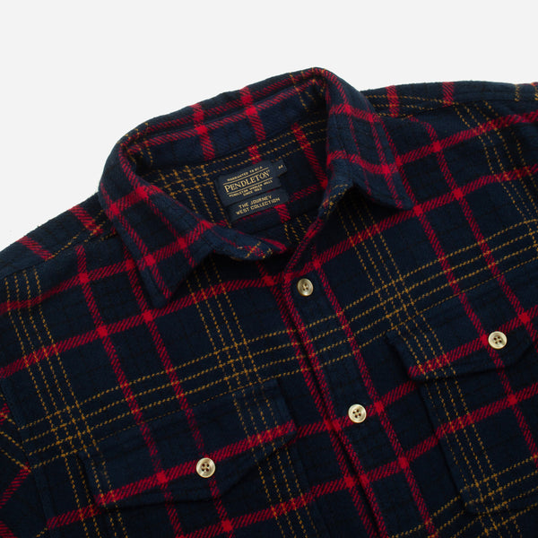 BIG POCKET CHECK SHIRT - NAVY/RED