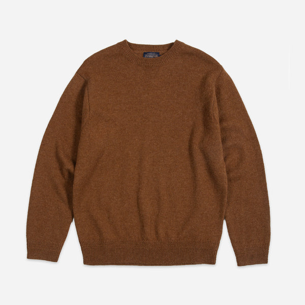SHETLAND WOOL CREW SWEATER - TAN MIX