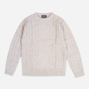 Pendleton - SHETLAND WOOL FISHERMANS SWEATER - WHEAT MIX -  - Main Front View