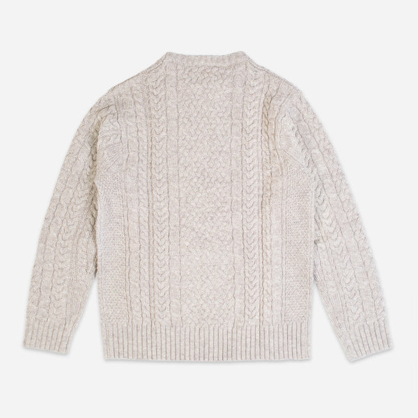 SHETLAND WOOL FISHERMANS SWEATER - WHEAT MIX
