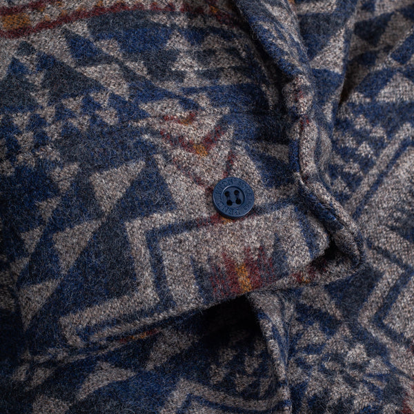 JACQUARD WOOL BOARD SHIRT - HARDING TRAIL NAVY