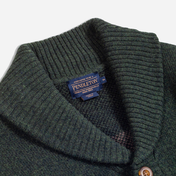 NEHALEM LAMBSWOOL SHAWL CARDIGAN - GREEN