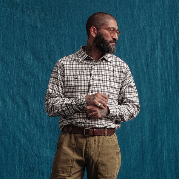 POP CHECK SHIRT - WHITE/BLACK