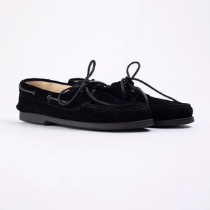 Arrow Moccasin Company - Arrow Moccasin Gloucester Boat Shoe Suede - Black -  - Main Front View
