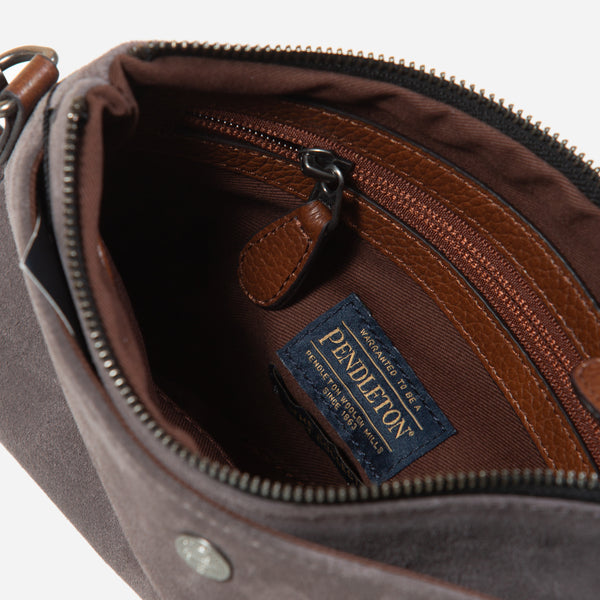 SUEDE SLING BAG - BROWN