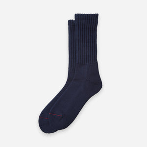 Rototo - LOOSE PILE CREW SOCK - NAVY -  - Main Front View