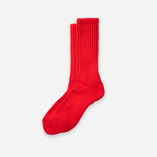 LOOSE PILE CREW SOCK - RED