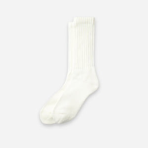 Rototo - LOOSE PILE CREW SOCK - WHITE -  - Main Front View