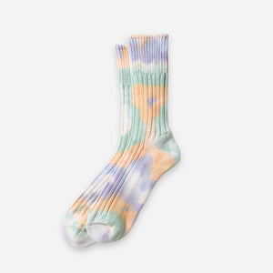 Rototo - CHUNKY TIE DYE SOCK - GREEN/PINK-PURPLE -  - Main Front View