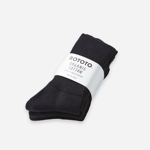 Rototo - 3 PACK ORGANIC DAILY RIBBED SOCKS - BLACK -  - Main Front View