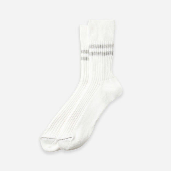 HEMP ORGANIC STRIPE SOCK - WHITE/GREY