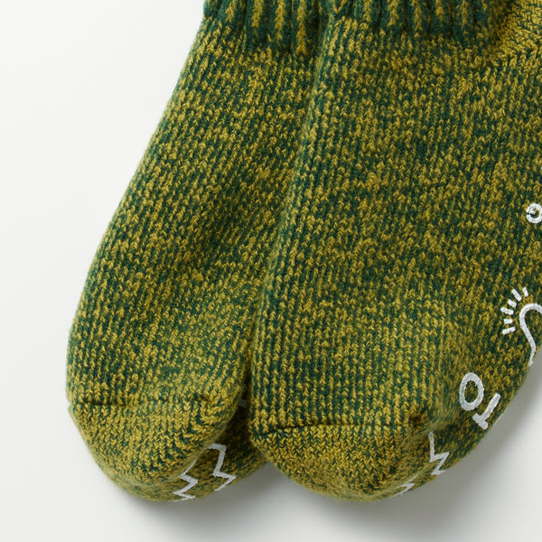 PILE SOCK SLIPPER - DARK GREEN / LIGHT GREEN