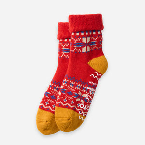 Rototo - COMFY ROOM SOCKS - RED SNOWFLAKE -  - Main Front View