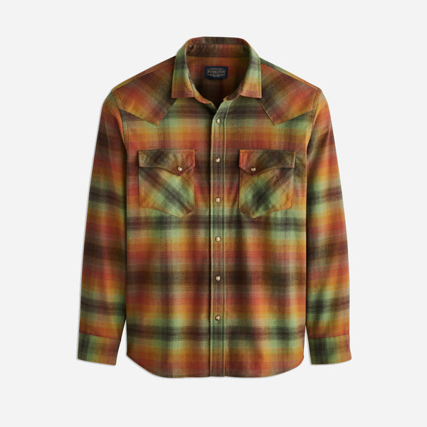 WYATT SHIRT - BROWN / GREEN MULTI PLAID