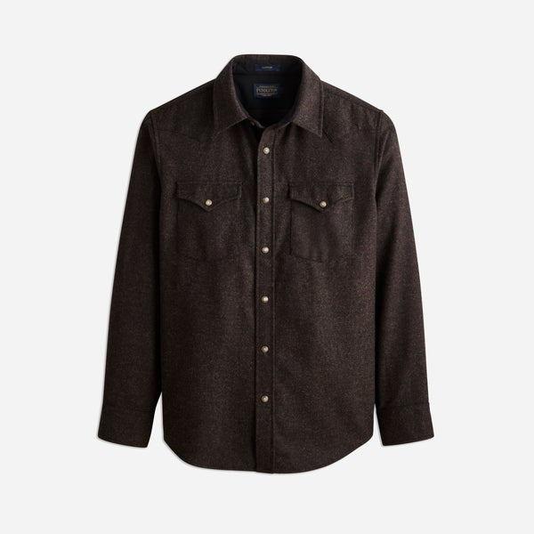 CANYON WESTERN WOOL SHIRT - BLACK / BROWN MIX