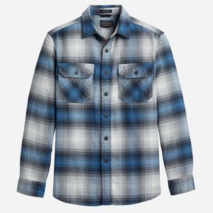 Pendleton - Burnside Flannel Shirt - Blue/Grey/Beige Plaid - Burnside Flannel Shirt - Blue/Grey/Beige Plaid - Main Front View