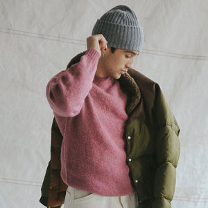 Drakes - BRUSHED SHETLAND CREW KNIT SWEATER - ZINNIA PINK -  - Alternative View 1
