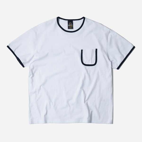 RINGER POCKET TEE - WHITE