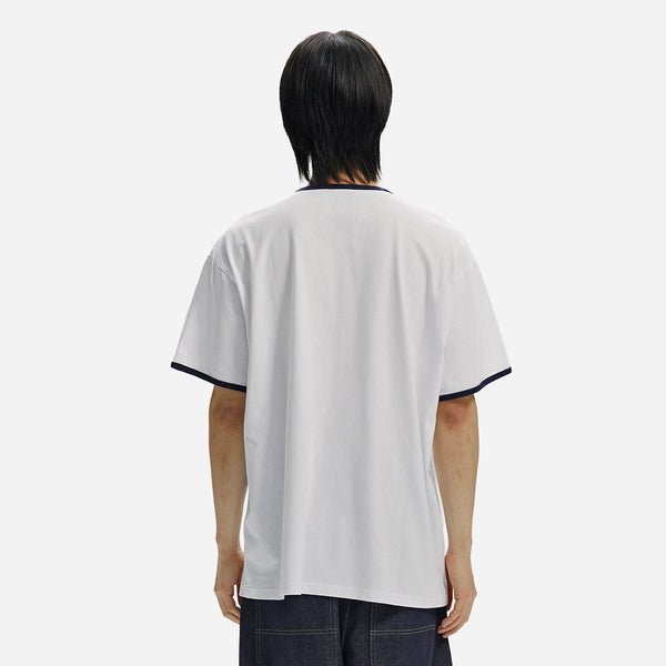 RINGER POCKET TEE - WHITE