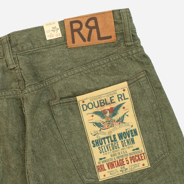 VINTAGE STRAIGHT FIT DENIM JEANS - OLIVE RINSE