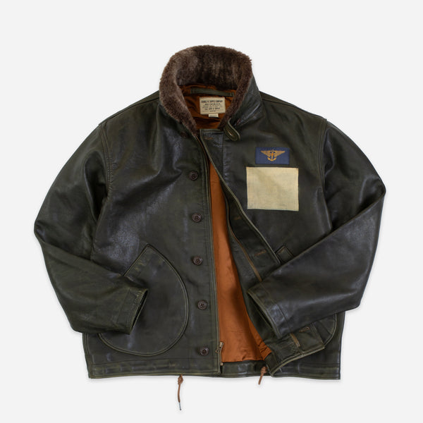 RAYMOND LEATHER FLIGHT JACKET - VINTAGE OLIVE