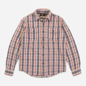 Double RL By Ralph Lauren - PLAID TWILL WORK SHIRT - BLUE/CREAM-RED -  - Main Front View