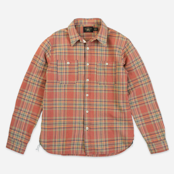 PLAID TWILL WORK SHIRT - RED/BLUE-GREEN
