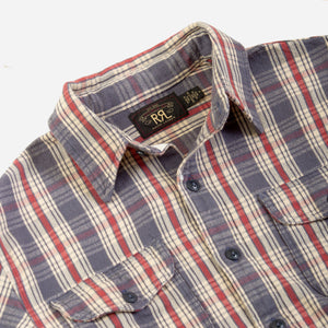 Double RL By Ralph Lauren - PLAID TWILL WORK SHIRT - BLUE/CREAM-RED -  - Alternative View 1