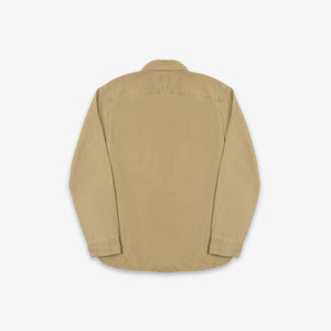 Double RL By Ralph Lauren - OFFICERS SPORTS SHIRT - FADED TAN - A tan long-sleeve button-up shirt shown from the back, laid flat against a light gray background. - Alternative View 1